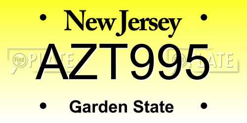 AZT995 New Jersey License Plate