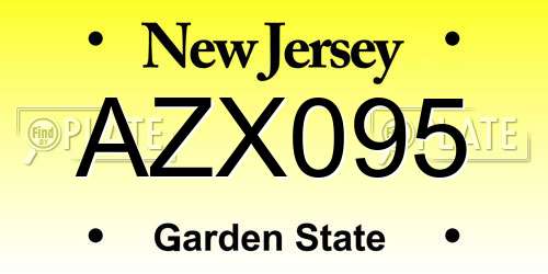AZX095 New Jersey License Plate