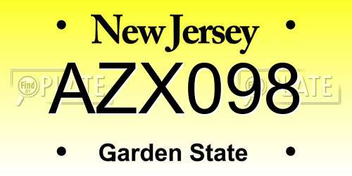 AZX098 New Jersey License Plate