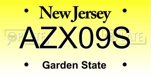 AZX09S New Jersey License Plate