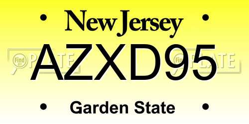 AZXD95 New Jersey License Plate