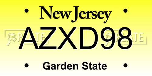 AZXD98 New Jersey License Plate