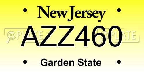 AZZ460 New Jersey License Plate