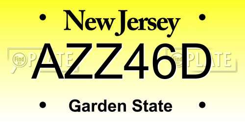 AZZ46D New Jersey License Plate