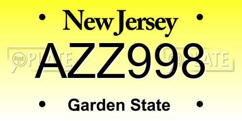 AZZ998 New Jersey License Plate