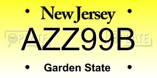 AZZ99B New Jersey License Plate