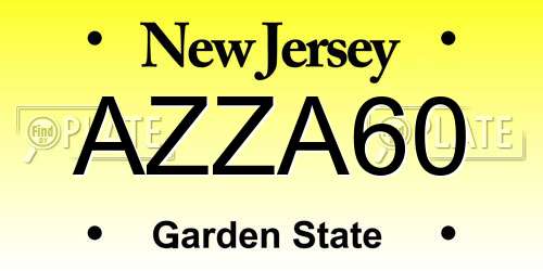 AZZA60 New Jersey License Plate
