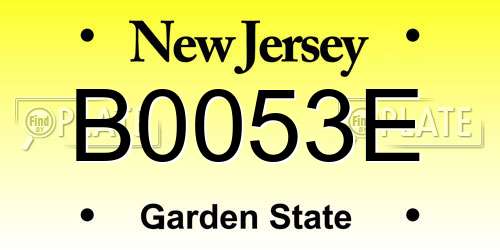 B0053E New Jersey License Plate