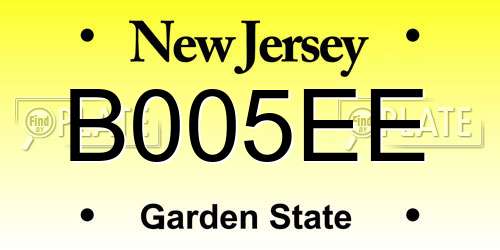 B005EE New Jersey License Plate