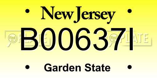 B00637I New Jersey License Plate