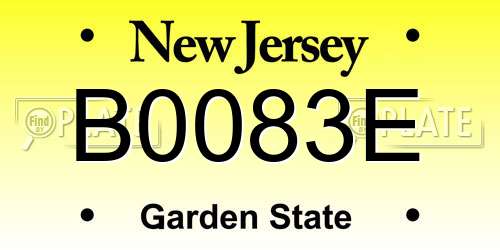 B0083E New Jersey License Plate