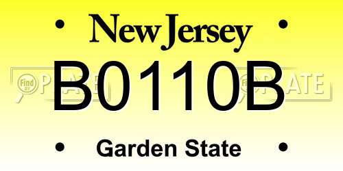 B0110B New Jersey License Plate