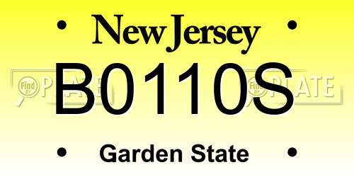 B0110S New Jersey License Plate