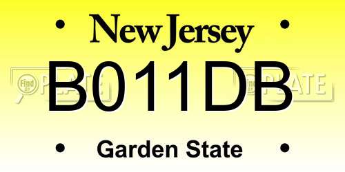 B011DB New Jersey License Plate