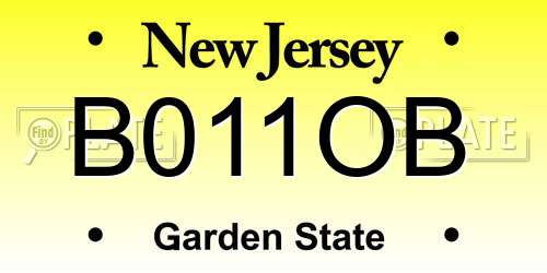 B011OB New Jersey License Plate