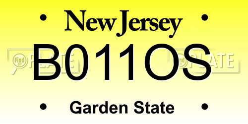B011OS New Jersey License Plate