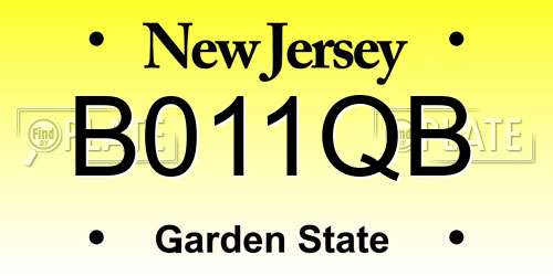B011QB New Jersey License Plate