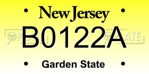 B0122A New Jersey License Plate