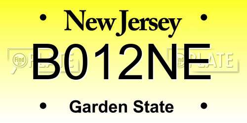 B012NE New Jersey License Plate