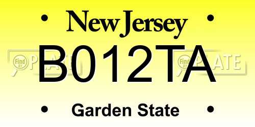 B012TA New Jersey License Plate