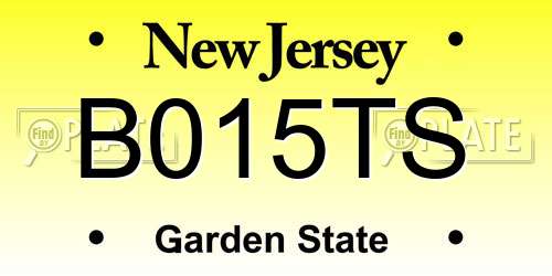 B015TS New Jersey License Plate