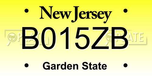 B015ZB New Jersey License Plate