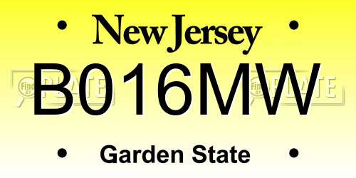 B016MW New Jersey License Plate