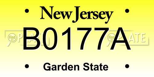 B0177A New Jersey License Plate