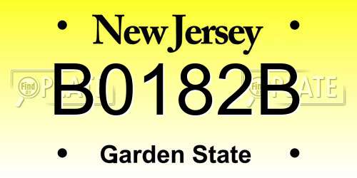 B0182B New Jersey License Plate