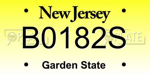 B0182S New Jersey License Plate