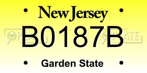 B0187B New Jersey License Plate