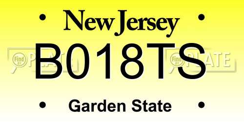 B018TS New Jersey License Plate