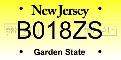 B018ZS New Jersey License Plate