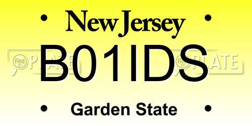 B01IDS New Jersey License Plate
