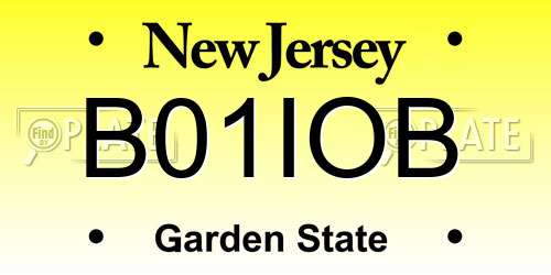 B01IOB New Jersey License Plate