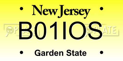 B01IOS New Jersey License Plate