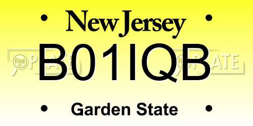 B01IQB New Jersey License Plate