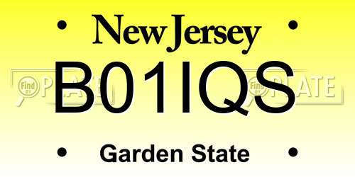 B01IQS New Jersey License Plate