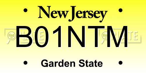 B01NTM New Jersey License Plate