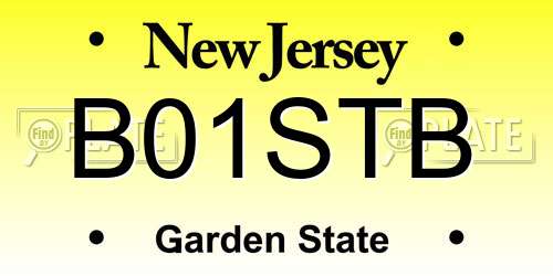 B01STB New Jersey License Plate