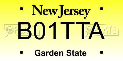 B01TTA New Jersey License Plate