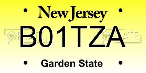 B01TZA New Jersey License Plate