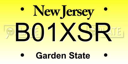 B01XSR New Jersey License Plate
