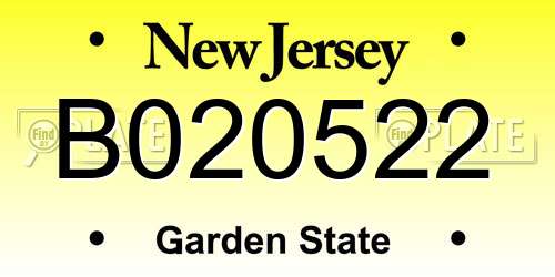B020522 New Jersey License Plate