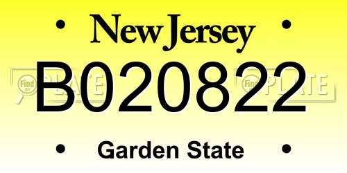 B020822 New Jersey License Plate