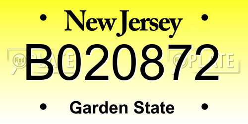 B020872 New Jersey License Plate