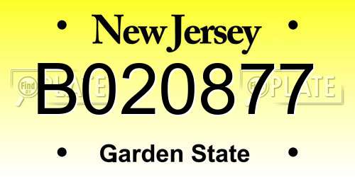 B020877 New Jersey License Plate