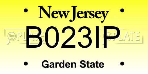 B023IP New Jersey License Plate