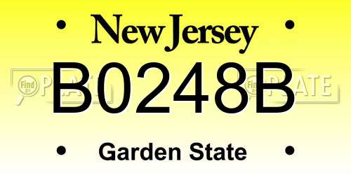 B0248B New Jersey License Plate
