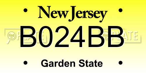 B024BB New Jersey License Plate